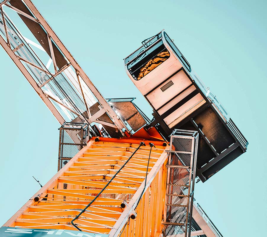 construction crane cabin and structure close up
