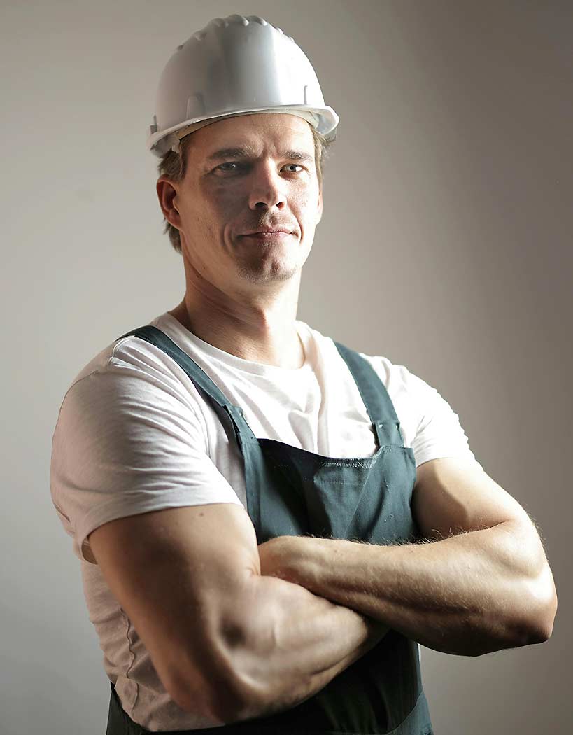 man wearing hard hat man wearing hard hat